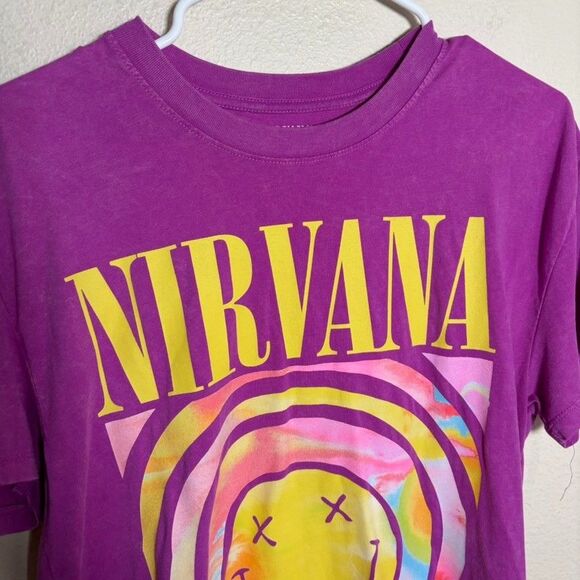 Nirvana T-Shirt Women's XXS Purple Graphic Tee Crew Neck Shirt Top Casual - Picture 3 of 7